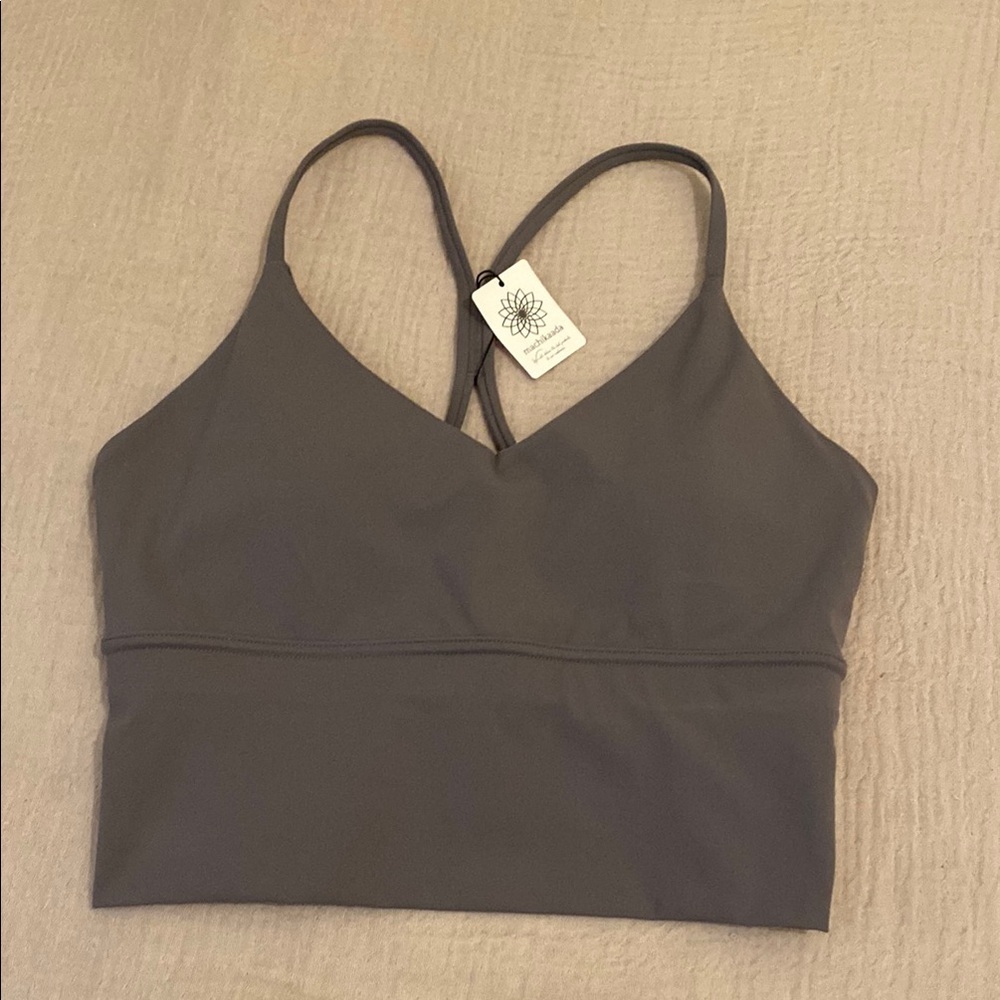 MACHIKAADA Gray Strappy Sports Bra. Size 8 New